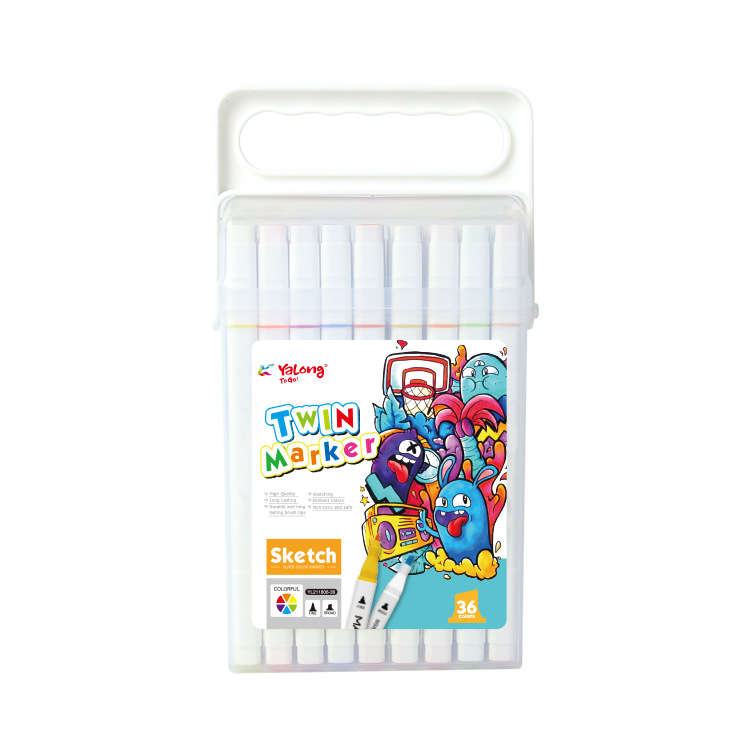 Yalong Cross-border's new student art supplies: 36-color art marker pens, colorful children's double marker pen cases