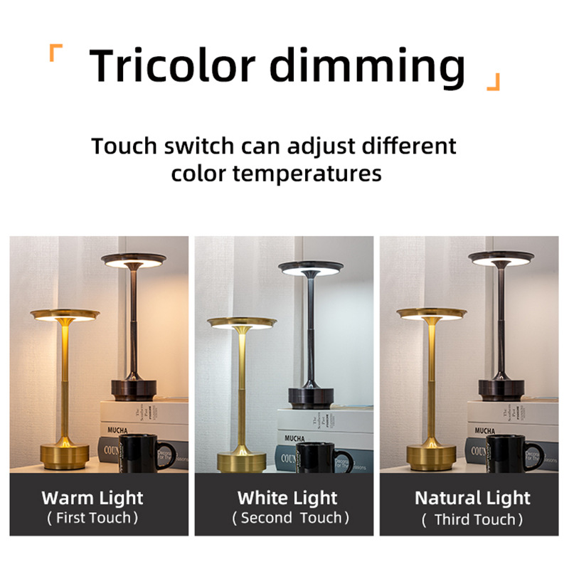 Lámpara de mesa LED luz transfronteriza lámpara de mesa recargable de lujo dormitorio cabecera de cama moderno y minimalista toque barra de caracteres pequeña luz de noche Specification image