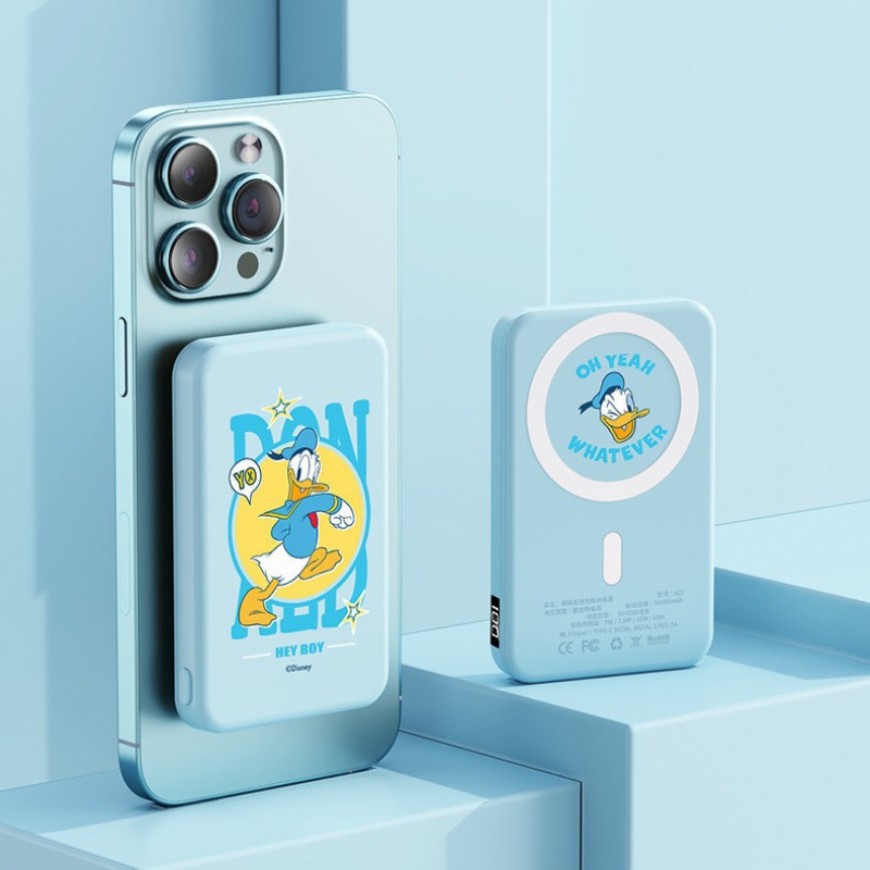 Disney wireless magnetic power bank 22.5W fast charging large-capacity thin mobile power bank, 3c certified, officially authorized factory wholesale price for aircraft Application Scenario