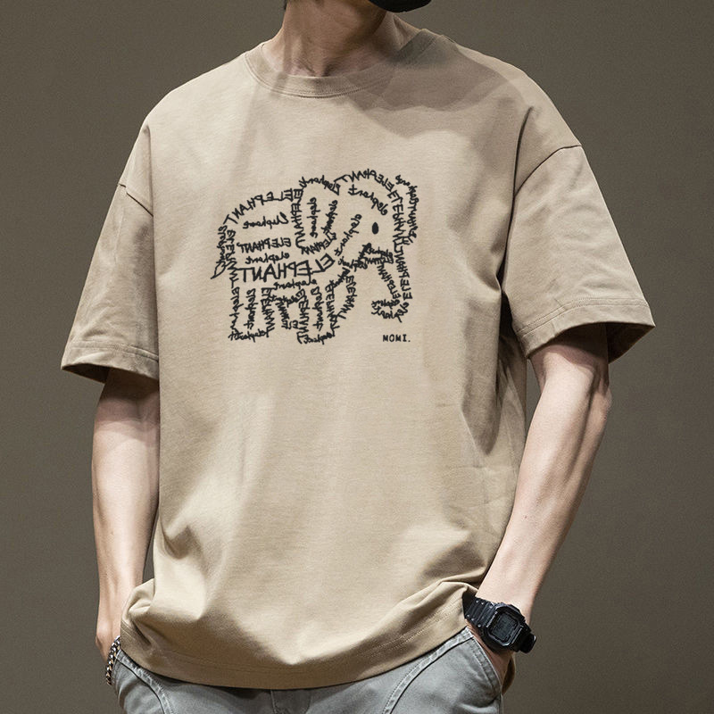 Short-sleeved T-shirt for men, 2025 new summer cartoon print T-shirt, ins couple trendy brand, loose Hong Kong-style pure cotton half-sleeve Specification image