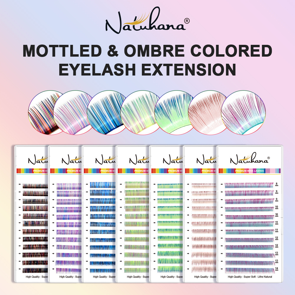 shanilak eyelash extensions in rainbow and gradient colors, single round hairs, comfortable and soft, manually opened