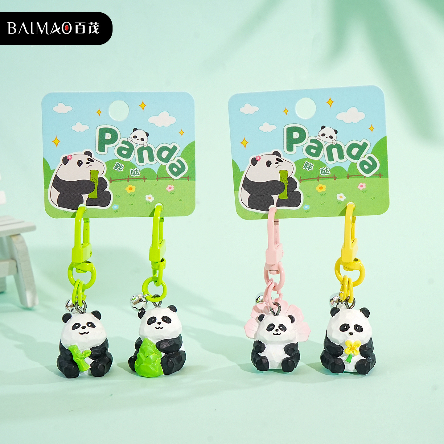 百茂原创潮流熊猫小鼻噶门扣手机挂链钥匙扣女时尚书包钥匙链挂饰