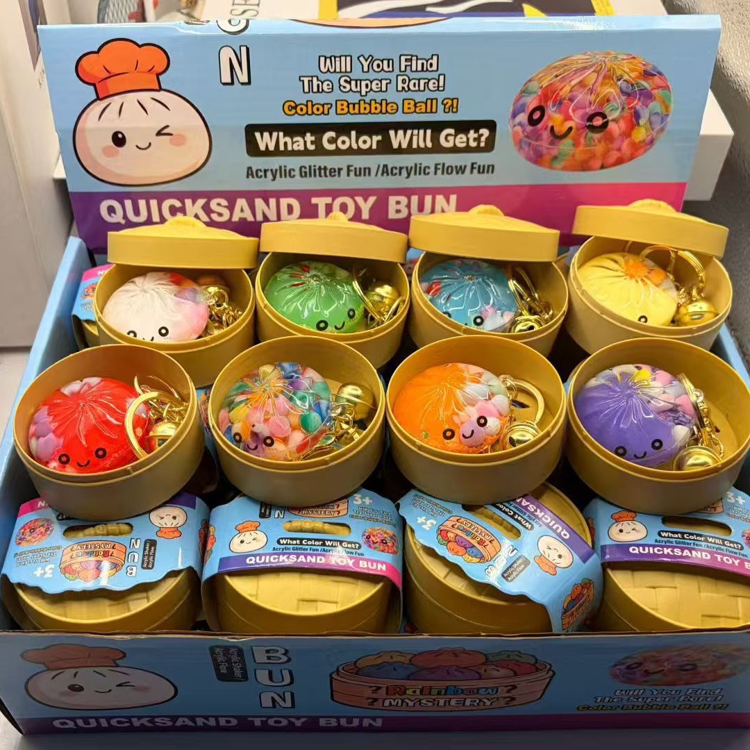 Stress-relieving steamed buns keychain pendants, fun acrylic expressions, Xiaolongbao blind boxes, realistic and cute little toy ornaments details Picture
