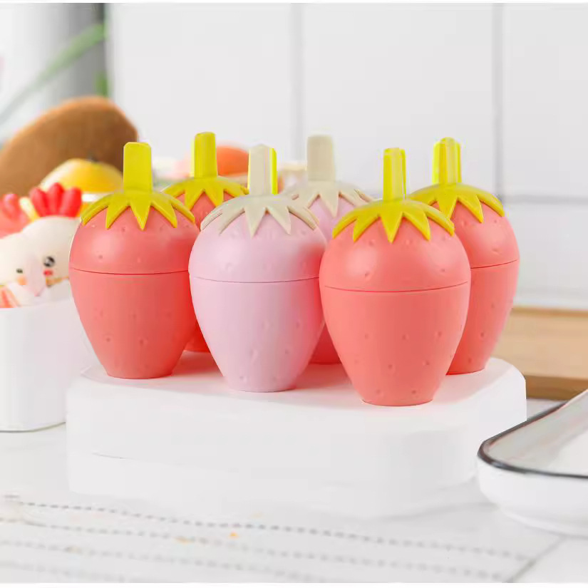 万福卡通小鸡草莓冰棒模 四格六格冰模自制冰棍冰激凌冻雪糕模具详情图3