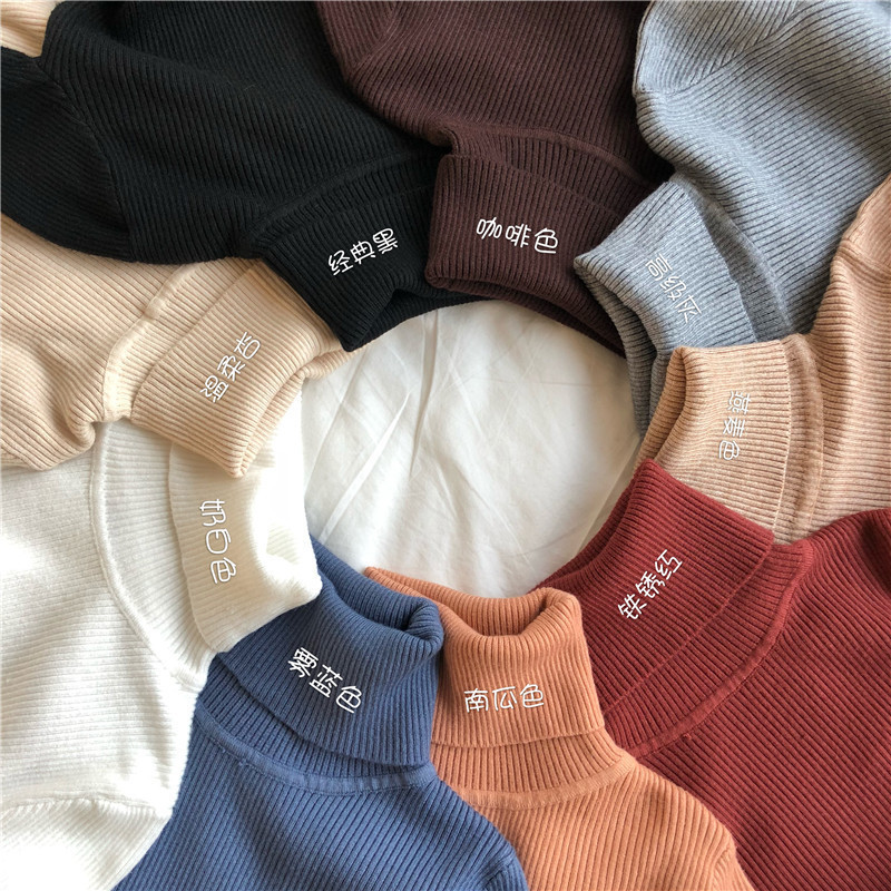 For the 2024 autumn/winter season, a stylish and slimming high-neck knitted base layer, a women's pullover top, and a sweater for women to wear inside on Instagram details Picture