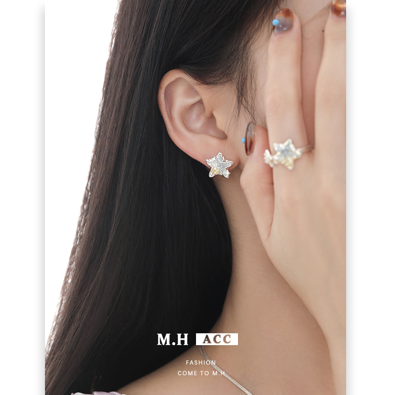 Star Sea Shiguang Star Earrings, women's one-piece tassel ear bone clip, original design, unique personality, asymmetrical earrings Specification image