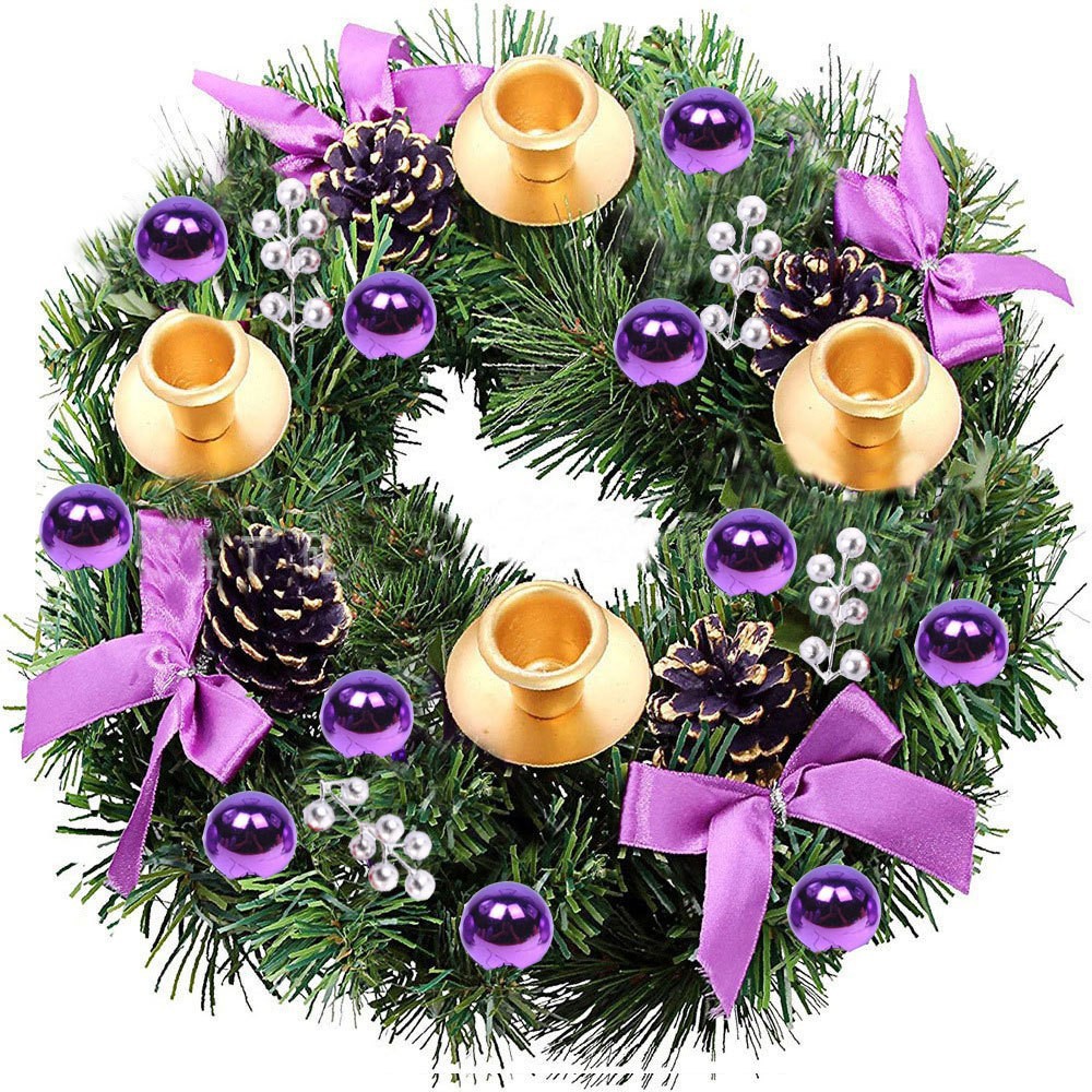 圣诞花环降临节日圣诞烛台花环蜡烛杯花环藤条餐桌教堂摆件装饰品