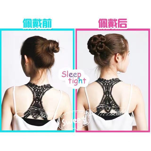Bun head wig, women's grab clip, nine-flower false hair bag, women's updo, flower bud head, bride's head flower updo device Application Scenario