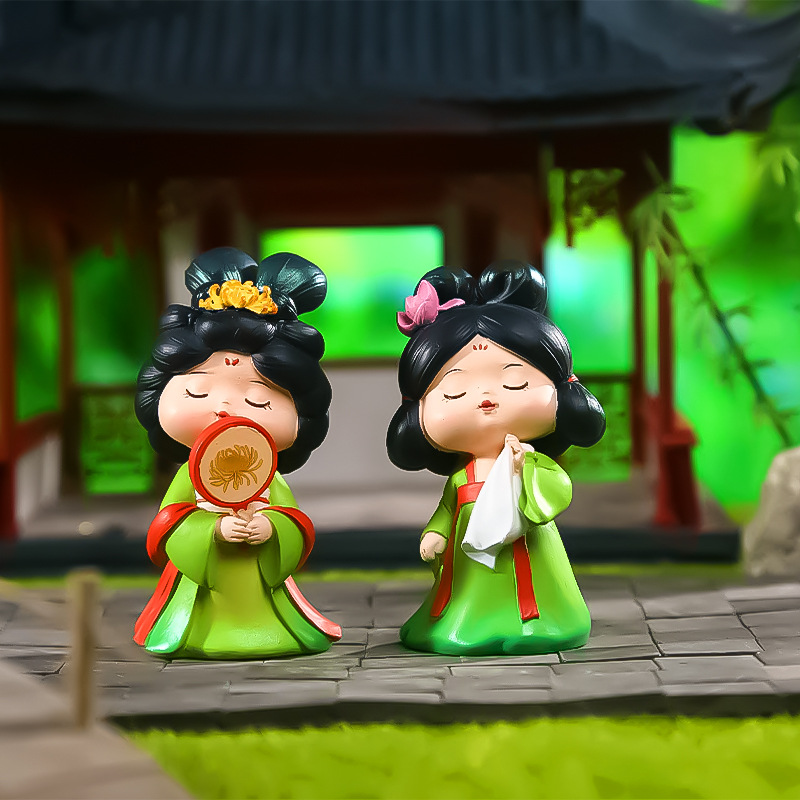 Tang Palace Night Banquet, national trend ancient style, Tang Dynasty Ever-Bright City, cute doll ornaments, home and office desk small ornaments details Picture