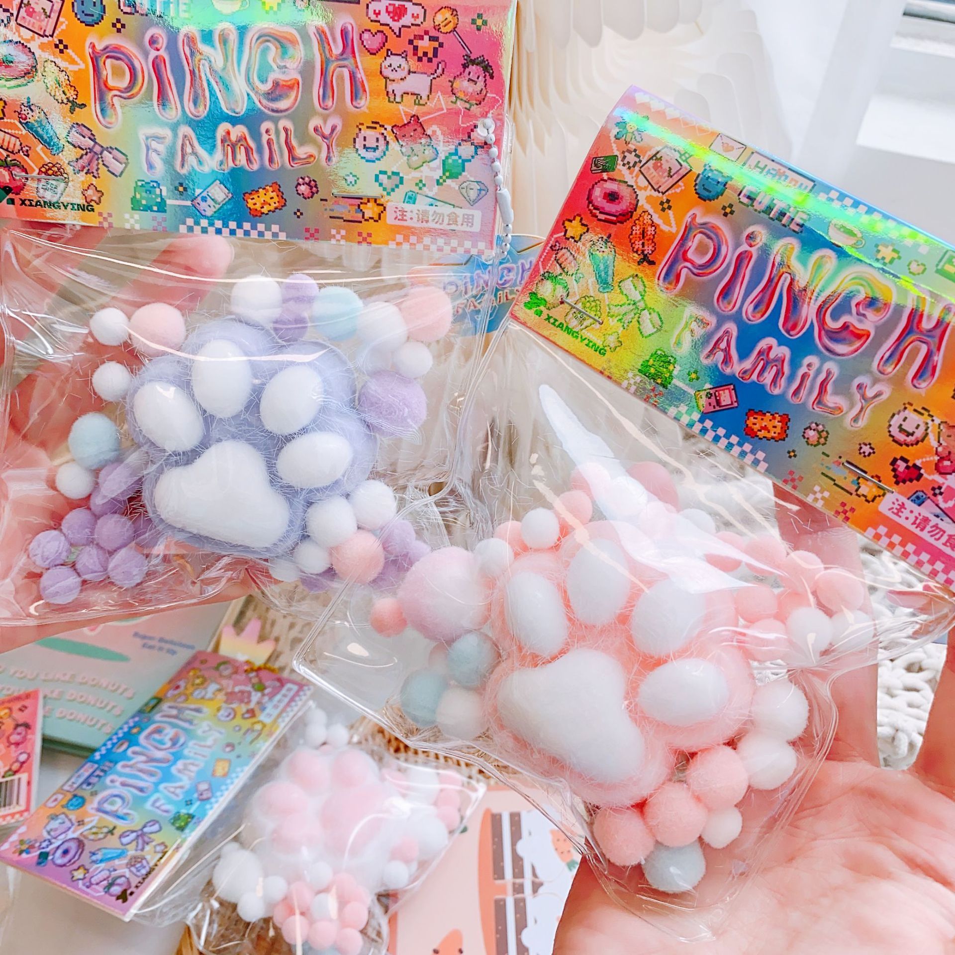 Stress-relieving plush cat paw Kneading Fun Jelly wax as you like, slow rebound, female Internet celebrity stress-relieving toy, plush mini details Picture