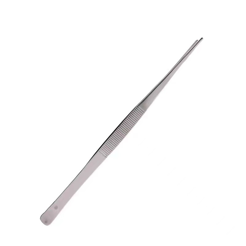 Wholesale stainless steel tweezers, straight-head iron tweezers, dressings, household thickened toothed anti-slip clips, round-head tweezers in stock Item Picture