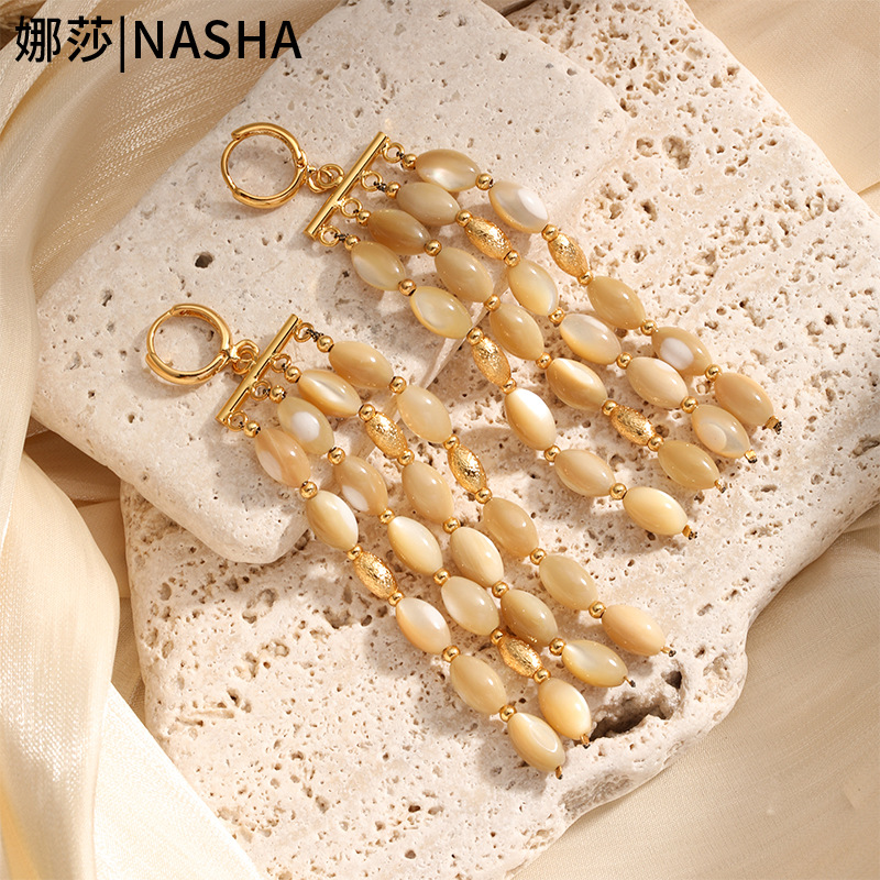 Nasha European and American Cross-border Natural Shell Necklace and Earring set, High-end jewelry set, ins Style Accessory set details Picture