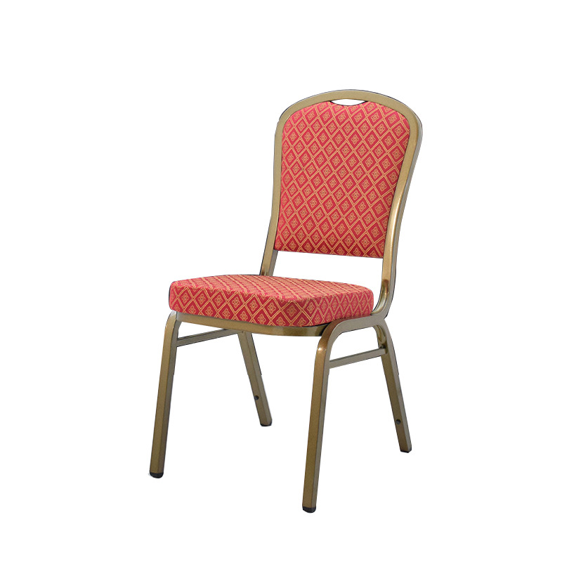 Star Factory wholesals orange-red soft-padded backrest, armless metal iron restaurant chairs, modern and simple hotel banquet chairs Item Picture