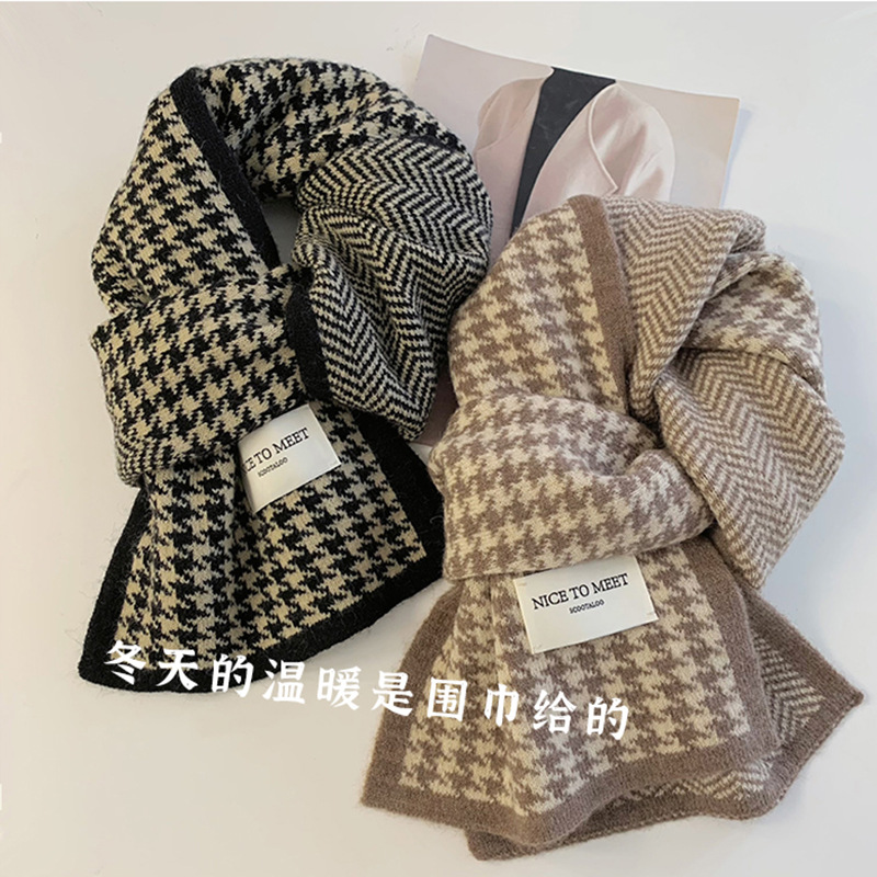 One-piece delivery of solid-color scarves for women, new Korean style for autumn and winter, versatile for students and couples, knitted woolen warm scarves, factory direct sales, wholesale from street stalls details Picture