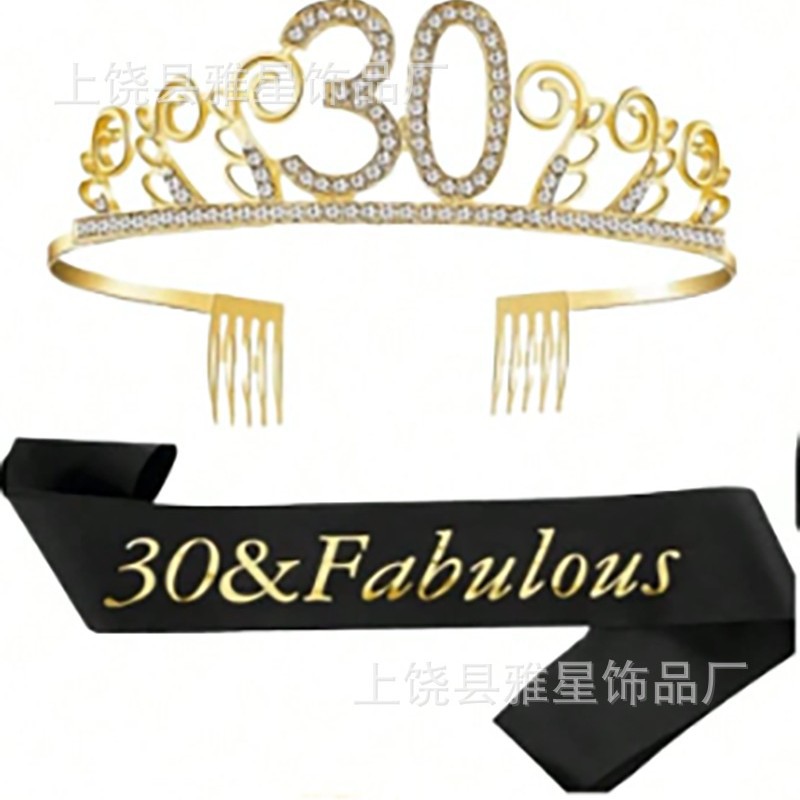 A popular online baked cake decoration with crown alloy rhinestone, suitable for people aged 30, 40 and 60 details Picture