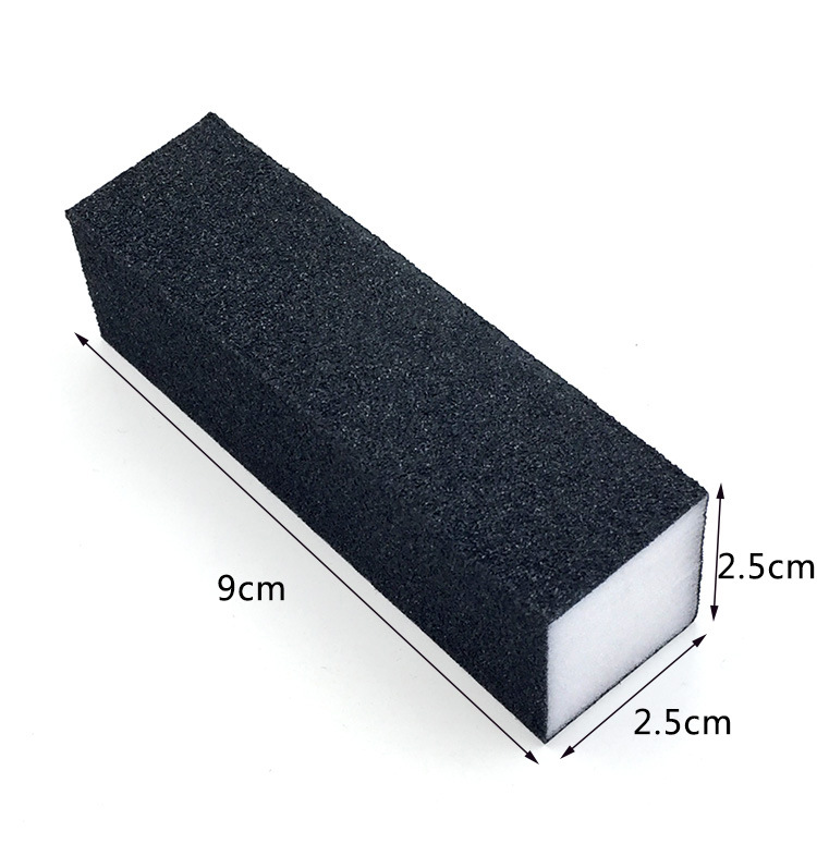 Factory direct sales of three-sided sand blocks in stock for wholesale, high-elastic cotton tofu blocks, washed black square nail files Item Picture