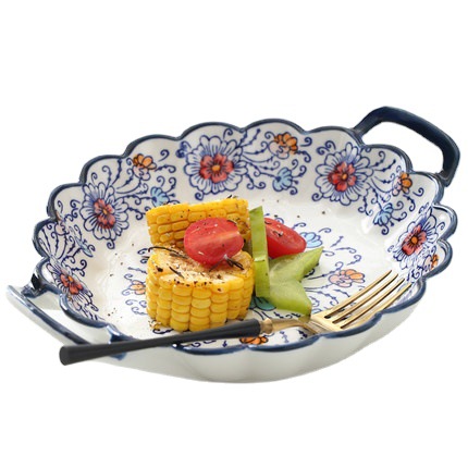 Plato polaco personalidad creativa influencer plato de pescado con asa plato de sopa de ánforas nórdicas vajilla de cerámica plato de pescado al vapor para uso doméstico Item Picture