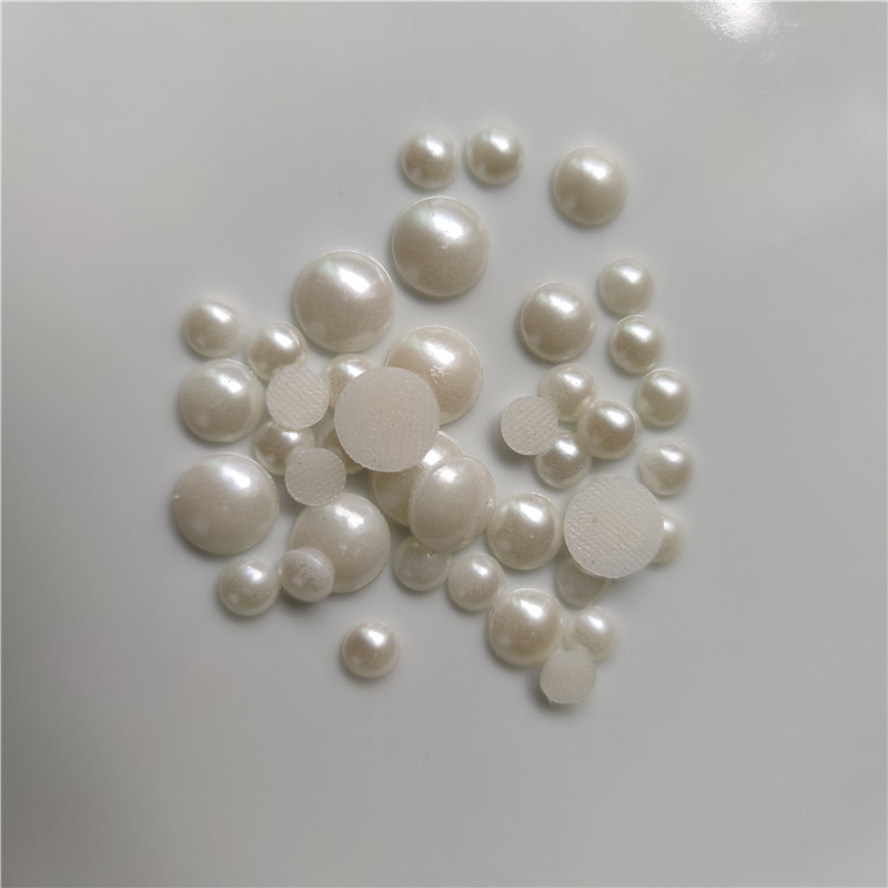 2-12MM平底光面米白珍珠烫钻 热熔胶底ABS半圆烫珠 服装鞋帽烫钻