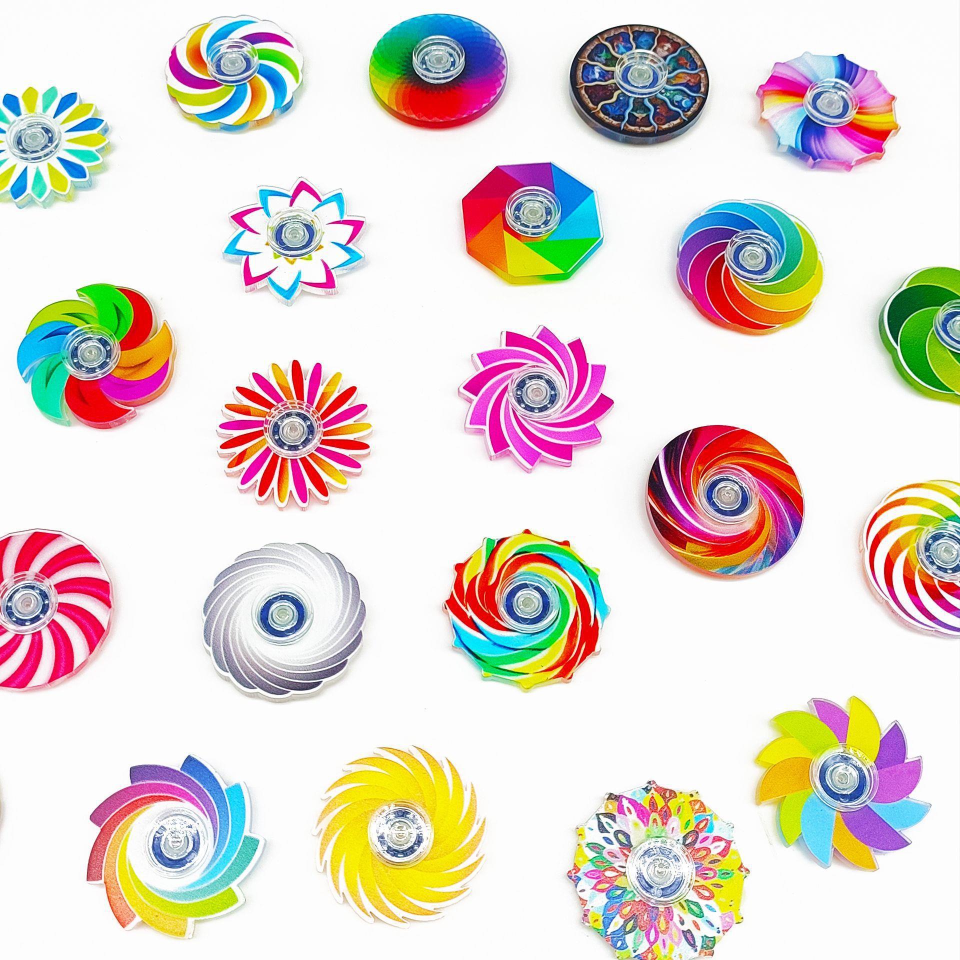 Creative colored gyroscope acrylic, dazzling fingertip gyroscope, rotating gyroscope, cool, new and unique children's stress-relieving toy details Picture
