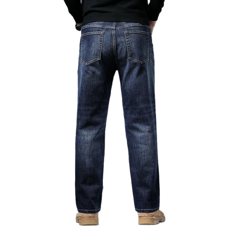 High-end men's 2026 Spring and Autumn new style versatile and fashionable high-waisted loose straight stretch men's denim trousers Item Picture