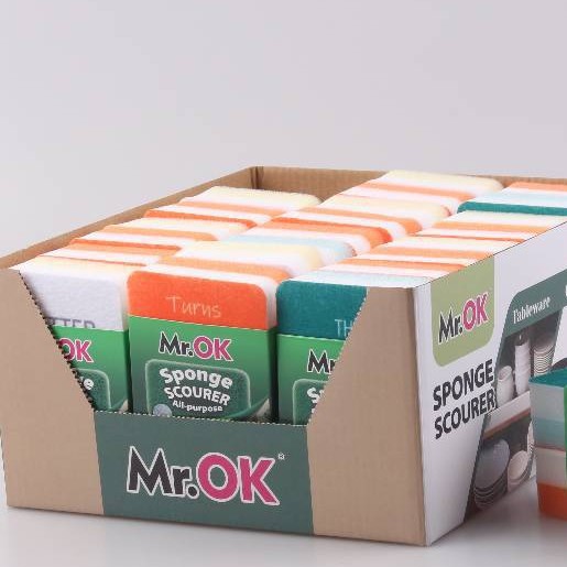 Mr.OK factory direct supply sponge scouring pads, double-sided cleaning sponges, kitchen cleaning sponges, dishwashing sponges, pot scrubbing sponges details Picture