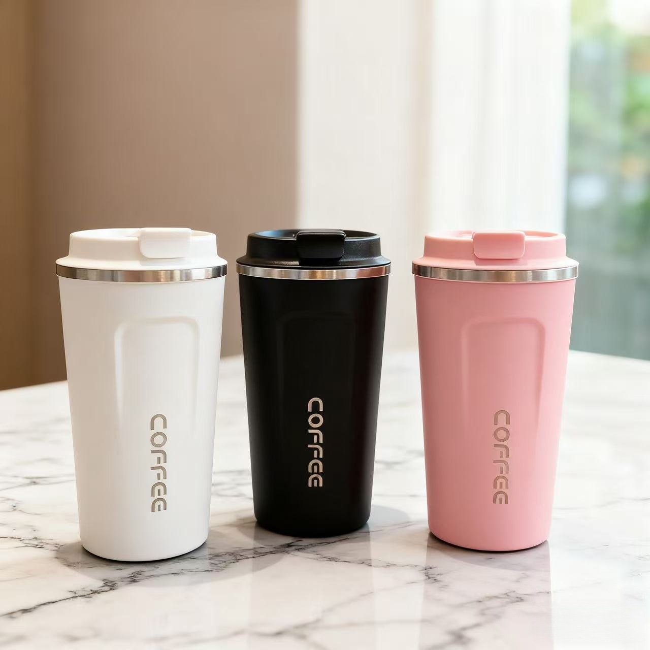 Cross-border 304 stainless steel second-generation coffee cup, vacuum portable insulated cup, creative and simple water cup, car-mounted details Picture