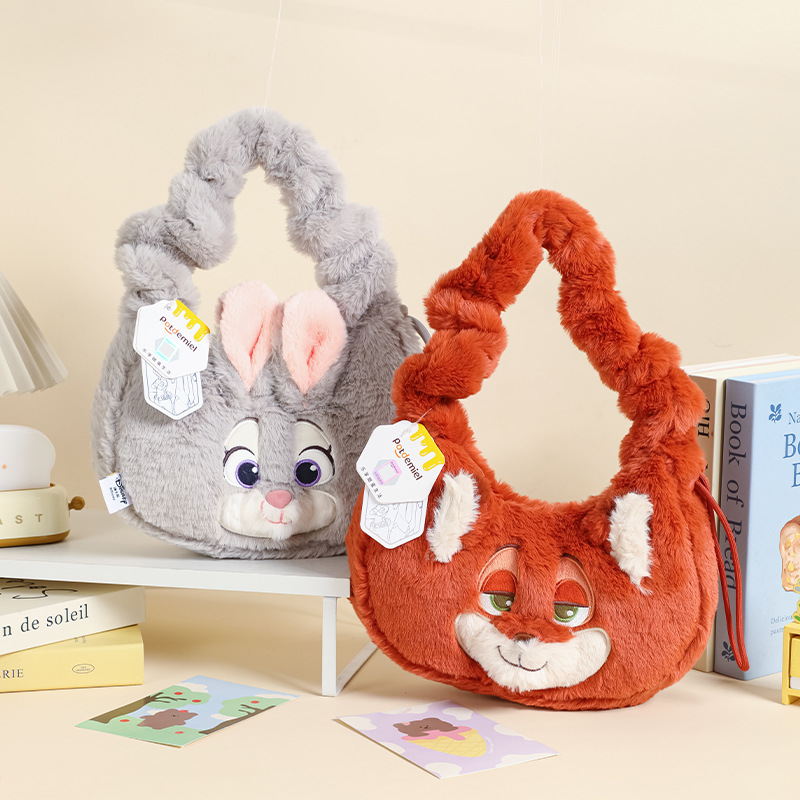Zootopia Disney Judi Nick plush toy armpit bag, Fox Nick doll shoulder bag details Picture