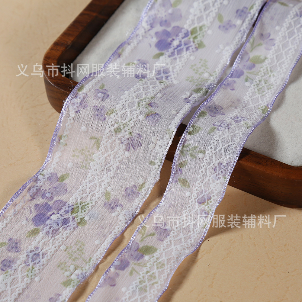 2.5- 5cm floral lace floral fabric ribbons, clothing headwear, flower packaging, hair clips, diy accessories Application Scenario