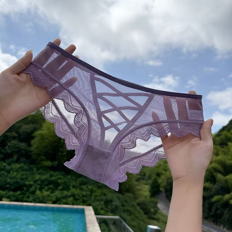 Women's high-waisted pure cotton lace underpants with a slimming tummy and cartoon sexy thong styles are available in multiple options details Picture