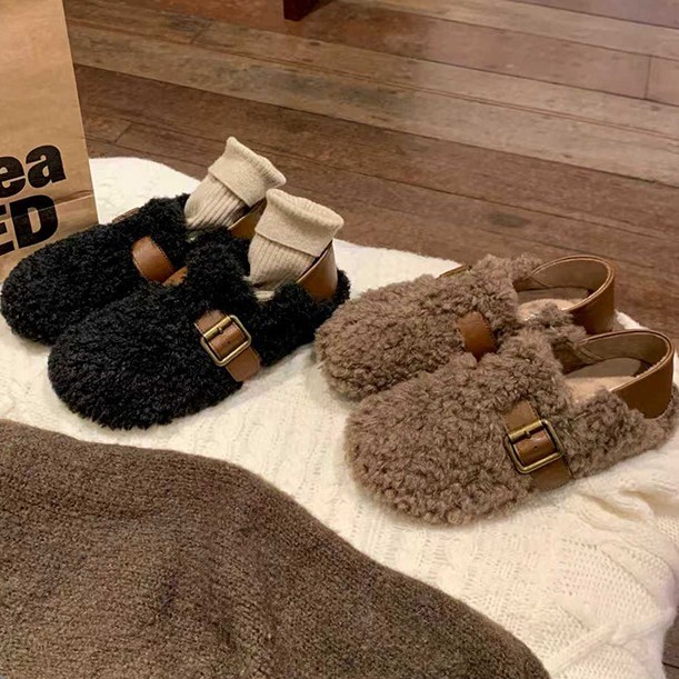 Warm and cozy plush slippers for women, winter home cotton slippers, warm and comfortable, anti-slip thick-soled plush slippers for women details Picture