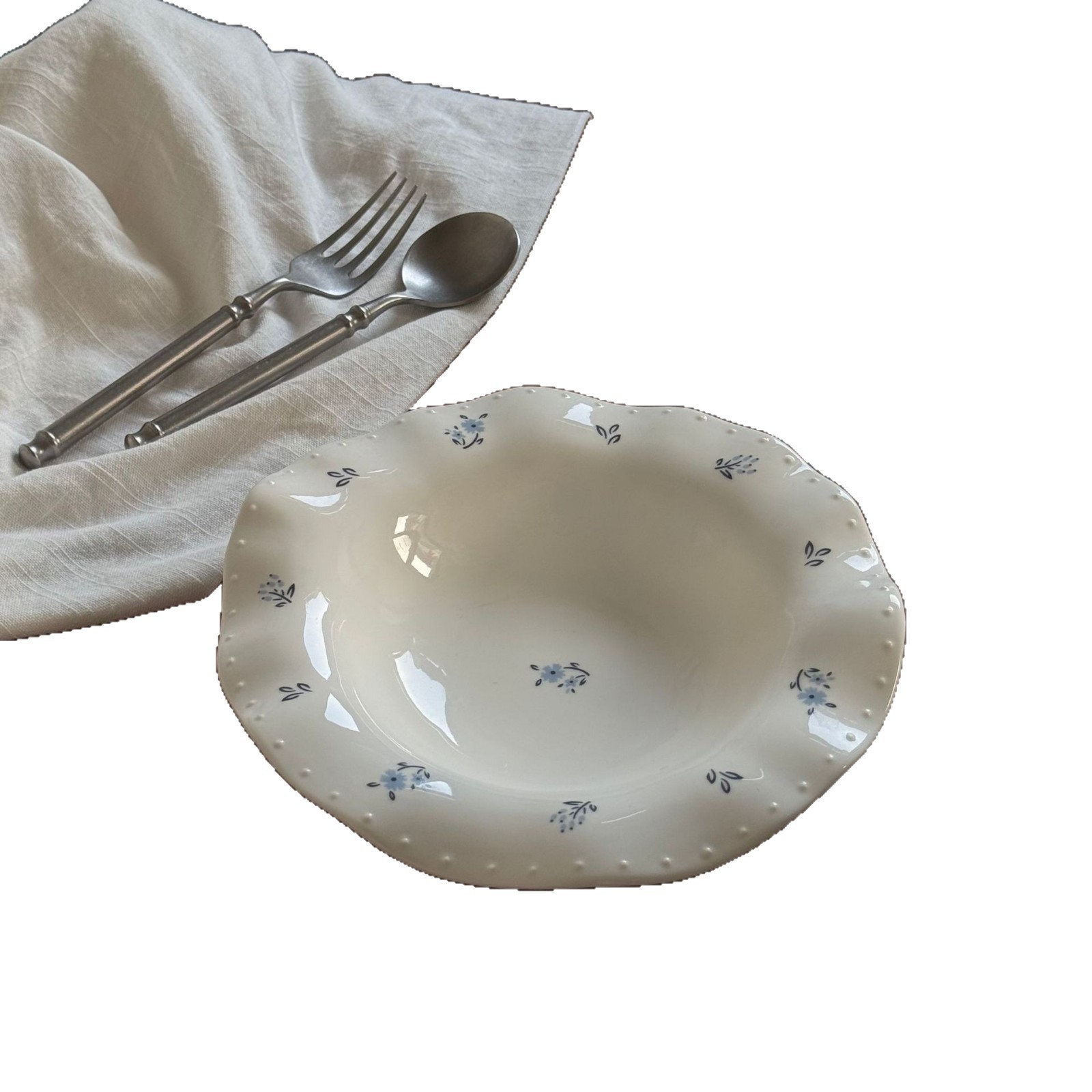 French retro hand-molded irregular ceramic plates, floral plates, dessert plates, fruit plates, dinner plates, household trays Item Picture