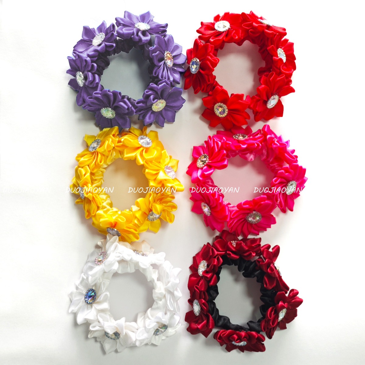 Cross-border simulation fabric flower hair bands with a high-end feel, handcrafted hair rope bun hair bands, elegant hair flowers and new hair accessories Item Picture