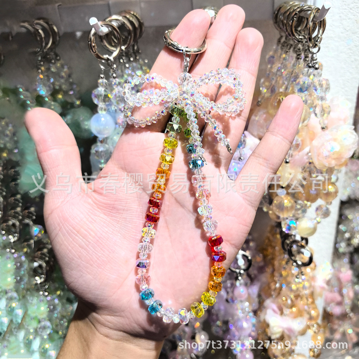Shi Ruyi mobile phone pendant: A light luxury and high-end crystal mobile phone chain, creative and versatile car persimmon keychain pendant Specification image