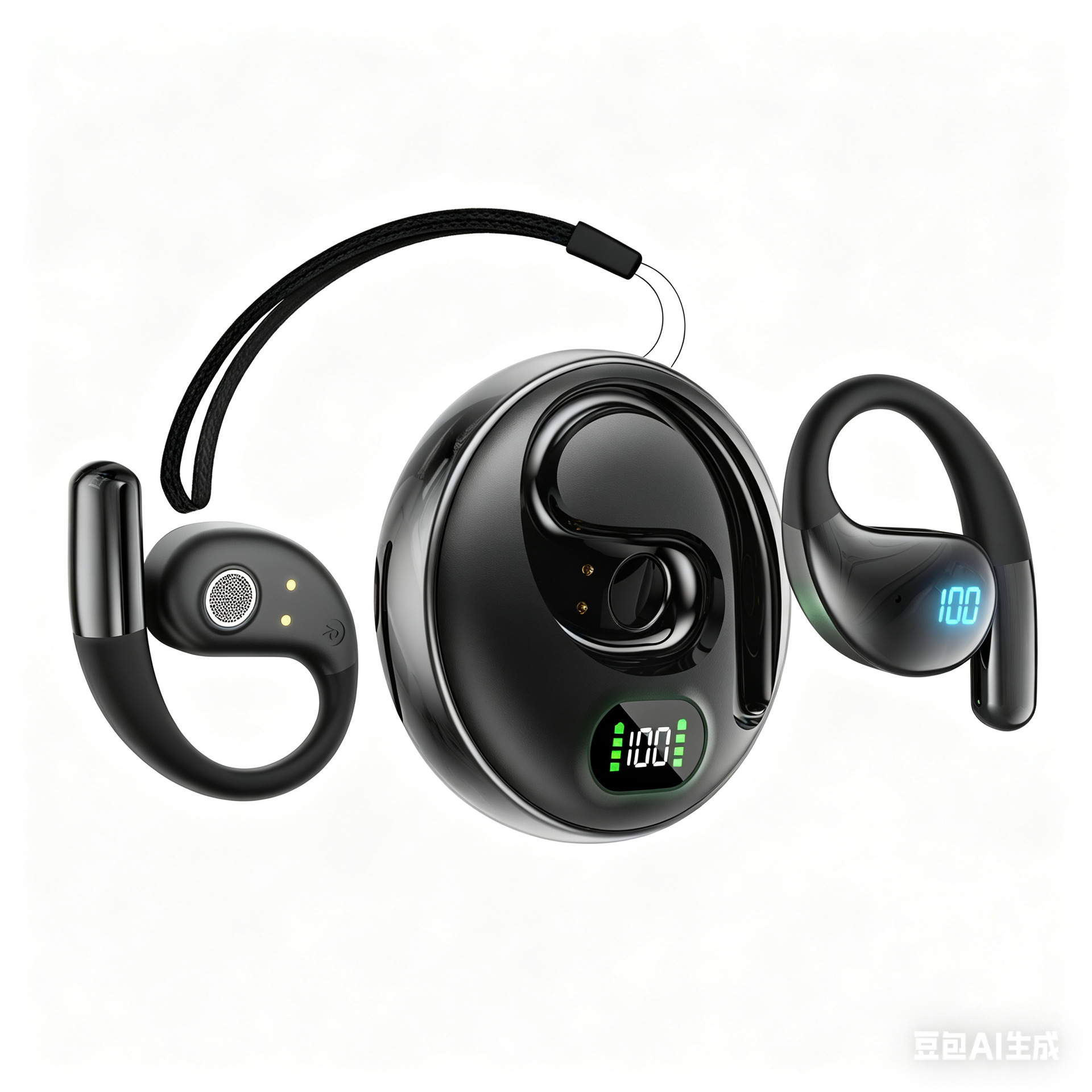 Orejas doradas colgantes inalámbricos auriculares bluetooth con reducción de ruido auriculares deportivos estéreo ligero y cómodo adaptado para múltiples dispositivos details Picture