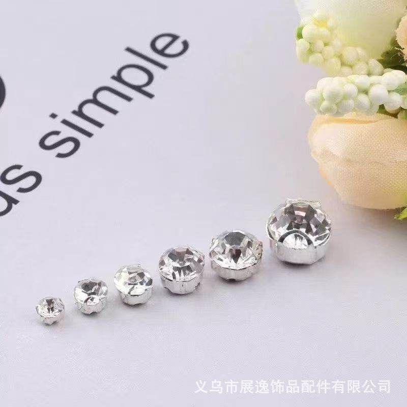 白色手缝钻双耳耳朵爪珠子水钻防刮衣服婚纱礼服鞋子贴钻补钻