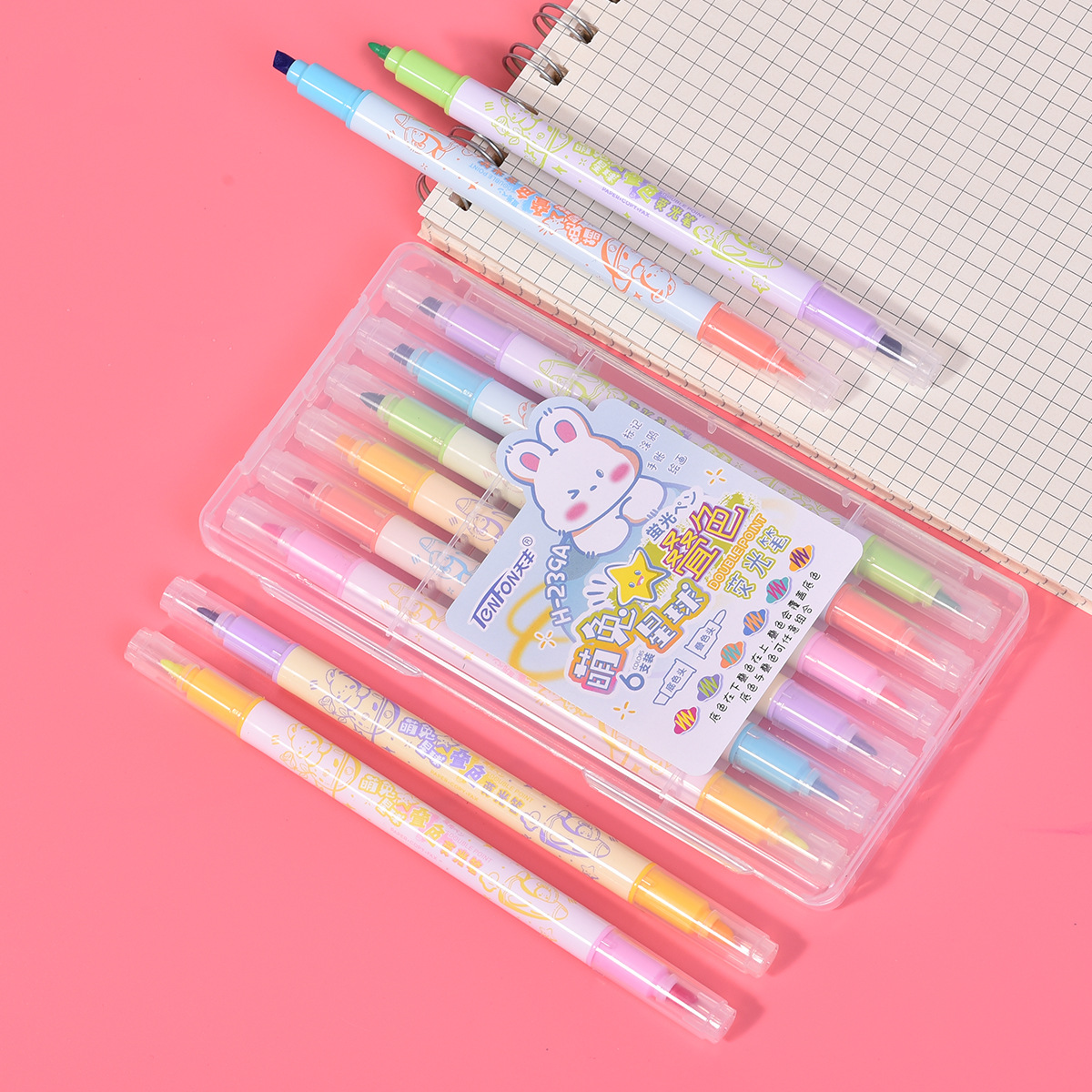 Tianfeng 239A multi-color double-headed highlighter pen, key point marking pen, note-taking and journal-making pen, multi-color highlighter pen Application Scenario