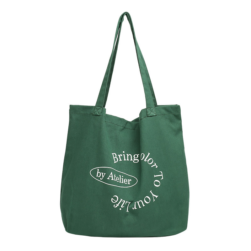 Korean-style casual and artistic canvas bag, Instagram simple letter print handbag, trendy and retro single-shoulder women's bag Item Picture
