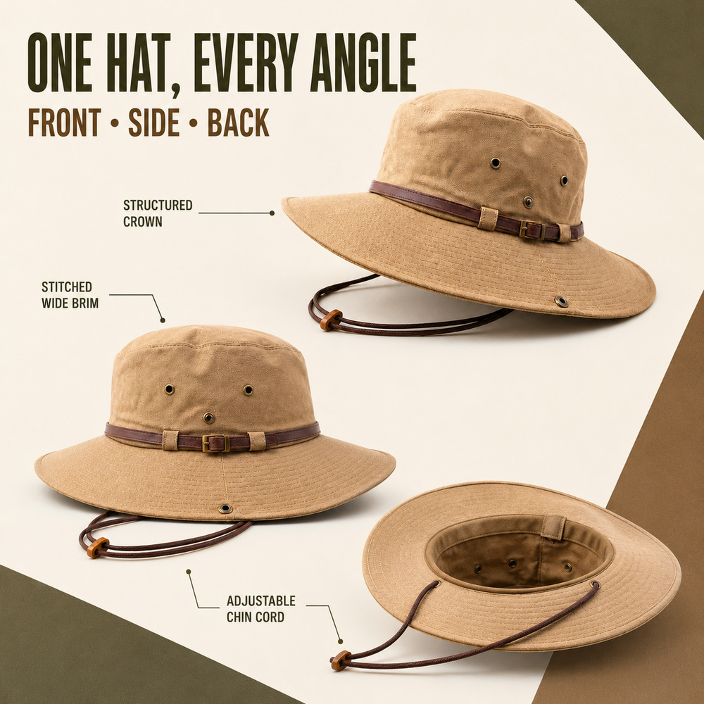 Customized double-sided fisherman hats with embroidered large brim sun protection basin hats, versatile sun hats for both men and women, cross-border export factory wholesale Specification image