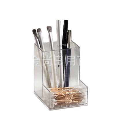 Dust-proof storage box for makeup brushes, desktop cosmetics, transparent internal drawer, multi-functional makeup table and storage rack Item Picture