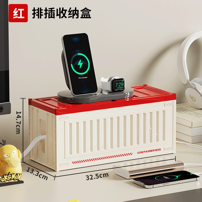 Power wire storage box, power strip, power strip, wiring, desktop organization, shielding tool, data cable socket, hub box details Picture