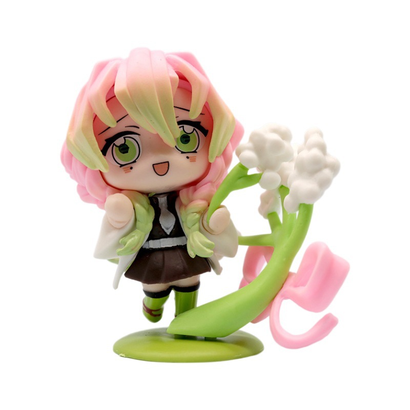 鬼灭之刃 盲盒诞生花手办车载模型摆件炭治郎祢豆子 我妻善逸周边白底实物图