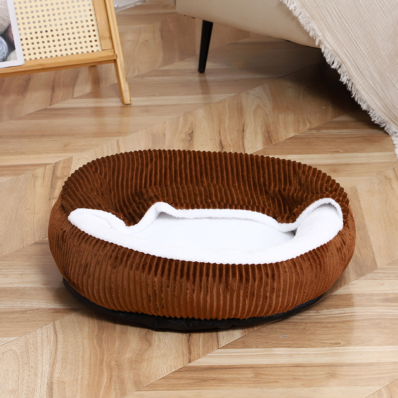 Nuevo estilo pana semi-cerrado pet sleeping bag otoño invierno mantener caliente pet sleeping nid espesado resistente al rasguño pet pad details Picture