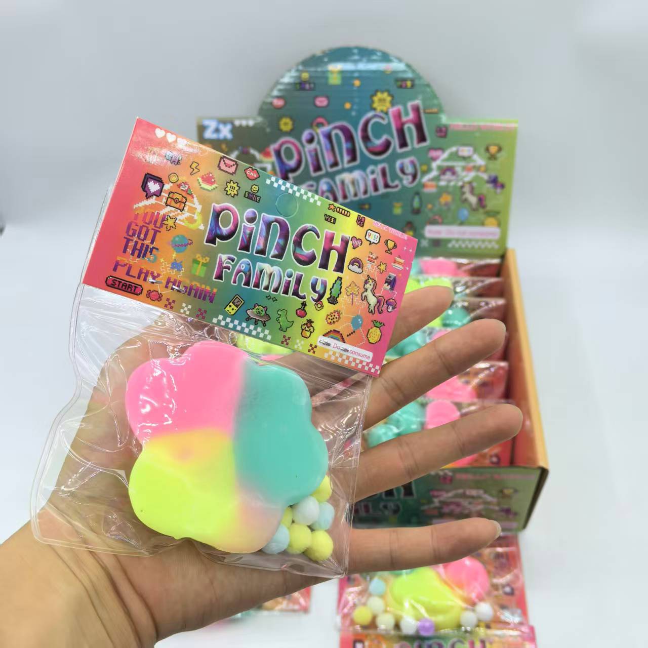 Direct sales from the manufacturer of the new cross-border stress-relieving product, macaron three-color Cat Paw Pinching Fun children's toy Specification image