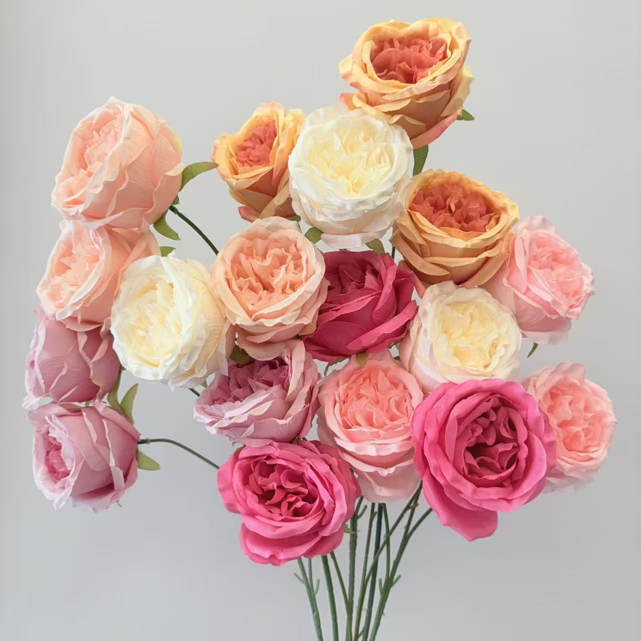 仿真花3头奥斯汀玫瑰花婚庆用花仿真玫瑰花假花婚庆地排花艺装饰