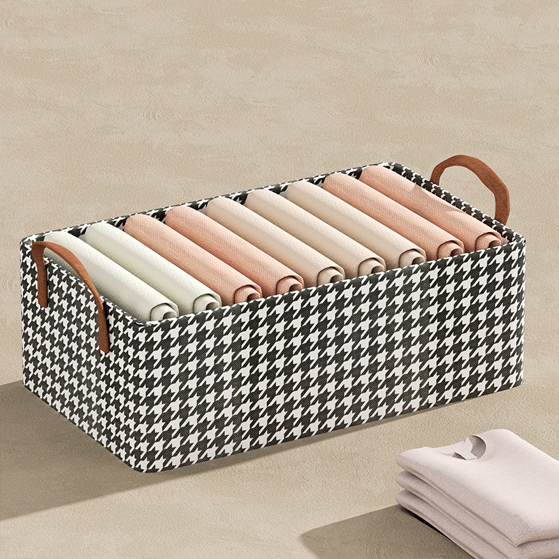 The thousand-bird grid storage box, steel frame thickened folding clothes organization box, uncovered wardrobe drawer storage basket, is a storage wonder details Picture