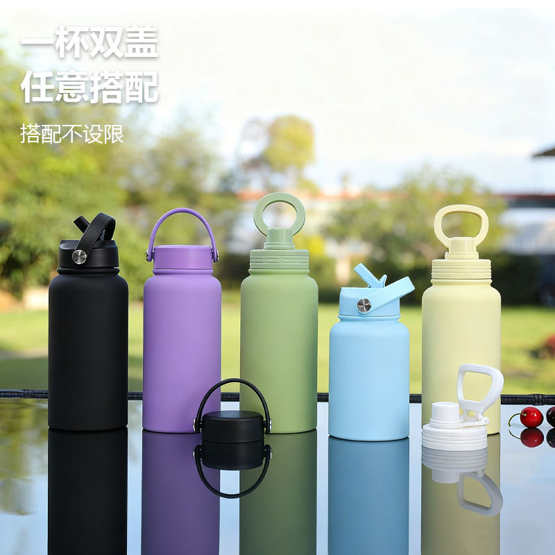 New cross-border 1L American insulated cup, large-capacity wide-mouth insulated cup, portable outdoor vacuum sports water bottle and water cup