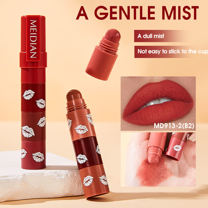 【 Cross-border Exclusive 】MEIDIAN Four-in-One Lipstick Pen, Non-stick cup, Lipstick 1 tube, 4-color makeup wholesale Application Scenario