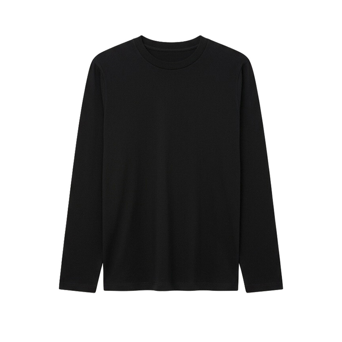 ETAI men's Spring and autumn long-sleeved all-cotton base layer, men's round-neck simple pullover, loose round-neck solid color T-shirt Item Picture