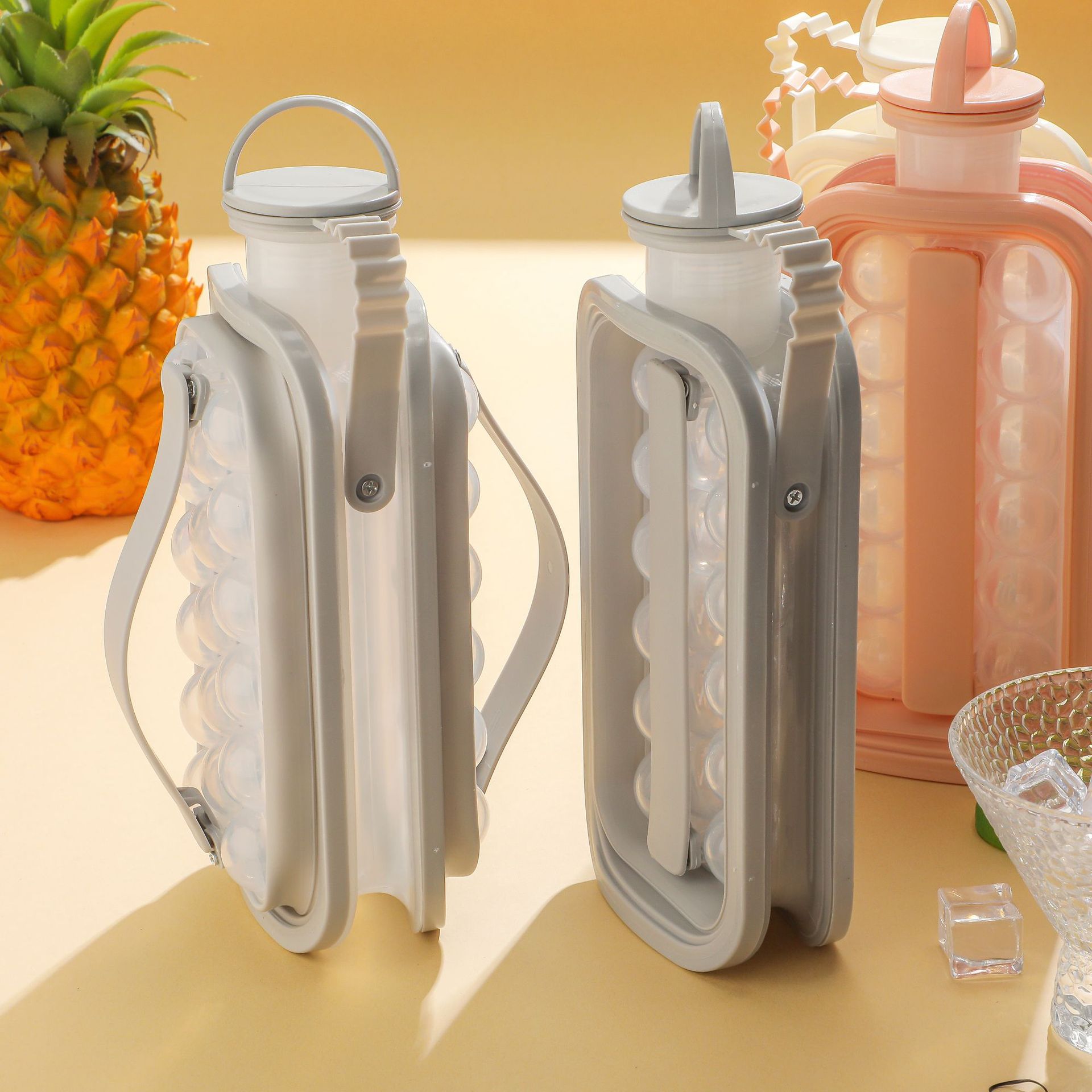 Ice hockey pot making, ice hockey film, household ice cube tray, ice pot, two-in-one water bottle, ice cubes, silicone, portable cold drink ice cup details Picture