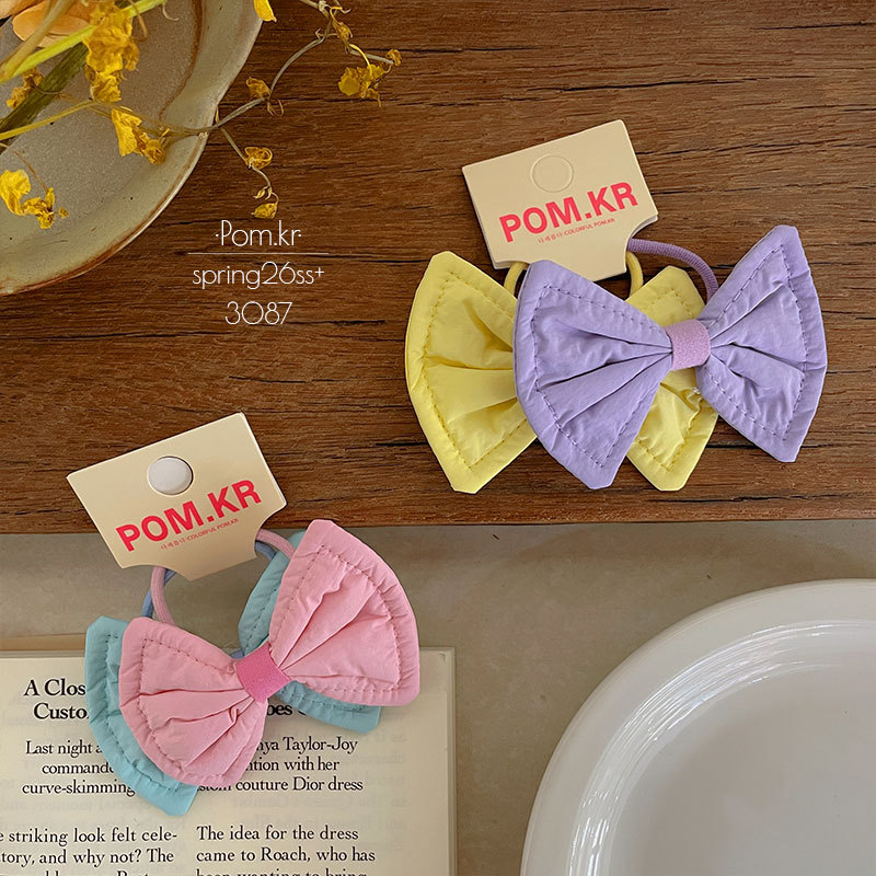 Primavera nuevo color bowknot hair loop pares de carga niños alta estiramiento cola de caballo cordón de cabeza bebé no daña el cabello banda de cuero mujeres Specification image